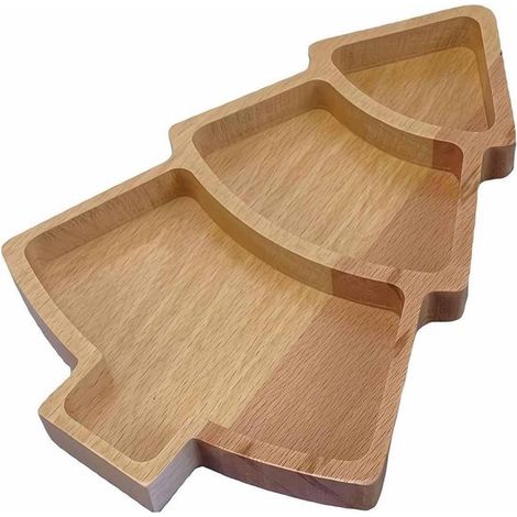 Set di 2 vassoi da portata in legno con decorazione natalizia a forma di albero, tagliere rustico per formaggi, frutta e snack, idea regalo perfetta per le festività e le occasioni speciali (cachi, 23 (1/5)