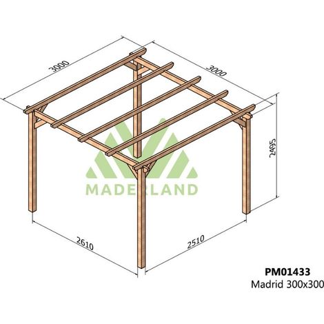 Pérgola de Madera Maciza Madrid (Maderland) - Gardeneas - 300 x 300 cm (1/3)