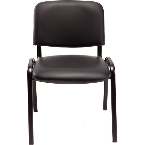 Set 6 stapelbare Bürostühle Konferenzstuhl Wartezimmer aus schwarzem Kunstleder
