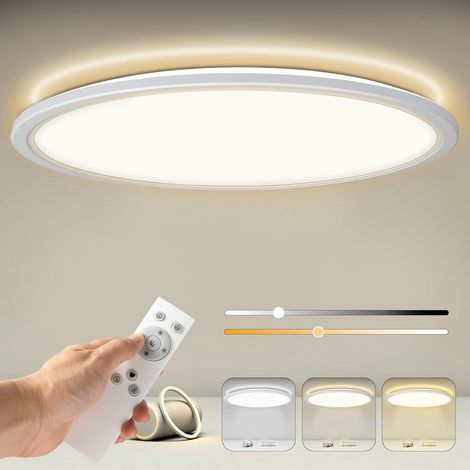 Ineasicer Plafonnier Led Dimmable Avec Télécommande, Plafonnier Panneau Rond 24W 2400LM IP44 2.5cm Ultra Fin, 3000K-6500K 30x30cm Blanc pour Chambre/Salle de Bain/Chambre d'Enfant/Salon/Cuisine/Couloi (1/4)