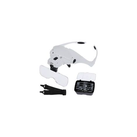 Loupe à 2 LED et 5 lentilles interchangeables (1x-3,5x) avec chiffon, pour travaux fins – (1/5)