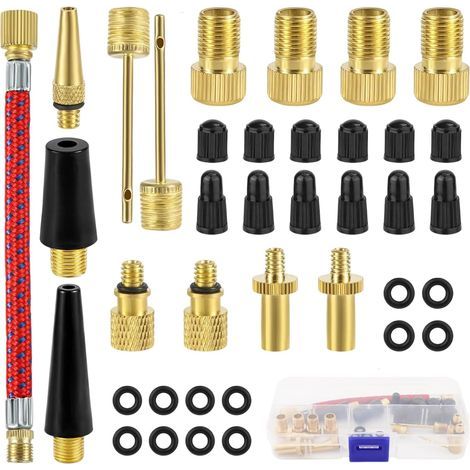 Set mit 38 Fahrradventiladaptern, französische Ventilluftpumpe (1/5)