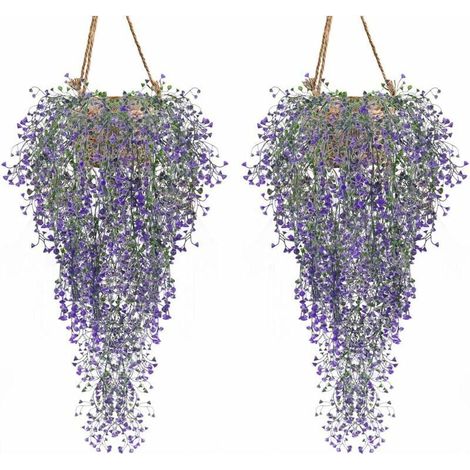 Artificial Plants, Set of 2 Creeper Ivy, Artificial Plants for Indoor and Outdoor Use, Artificial Flowers for Wall and Garden Decoration – Purple (1/4)