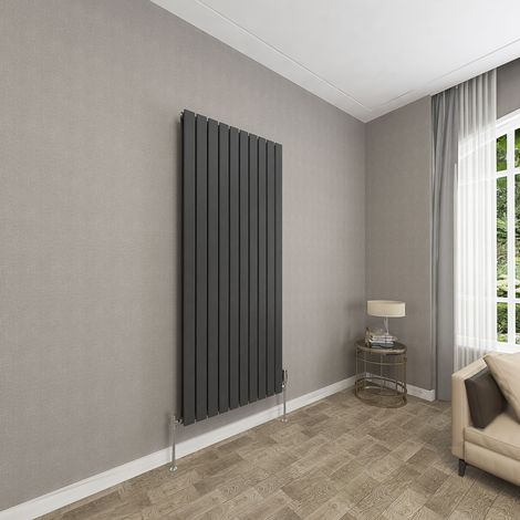 SKY Bathroom 1600x680mm Black Double Flat Panel Radiator Vertical Central Heating Rad (1/5)