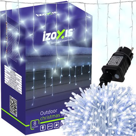 Luci di Natale per esterni, 300 LED, bianco freddo, 15 m, 8 modalità (1/5)