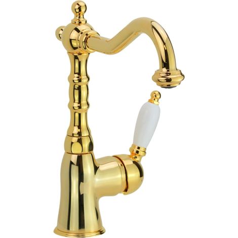 Mezclador de lavabo de color dorado con caño giratorio Gattoni Orta 2742/27DO.OLD Oro - Sin Desagüe (1/5)