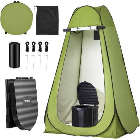 Inodoro Portátil Plegable 300 mm con Carpa, Inodoro Portátil para Camping Carga de 150 kg, con Bolsa de Transporte, para Uso Doméstico, Viajes en Autocaravana, Senderismo, Navegación, Coche (1/5)