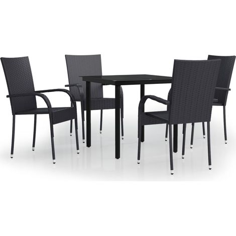 Juego de comedor exterior negro de 5 piezas 020013565 (1/5)