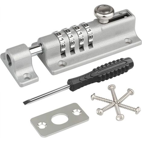 Combination Lock, [Premium Version] Code Door Lock, 4-Digit Waterproof Combination Lock with Security Fixing Screws for Cabinet, Garden Shed, Silver (1/5)