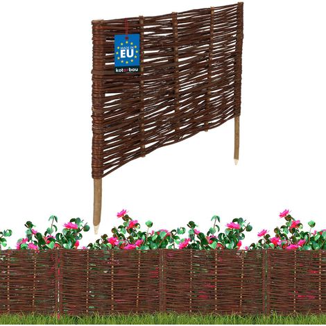 Clôture de jardin en osier 60 x 40 cm – Barrière naturelle pour massifs de fleurs – Résistante aux intempéries – Aspect rustique et élégant (1/5)