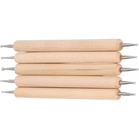 Set aus 5 doppelseitigen Abtaststiften aus Buche und Edelstahl zum Malen, Gravieren und Punktdrucken (1/5)