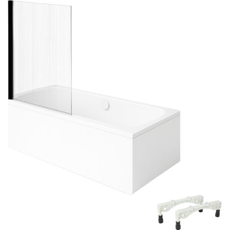 Bañera recta VILLEROY & BOCH Architectura con patas 170 x 75 cm Blanca + Mampara de baño izquierda AURYS Raywall cromado