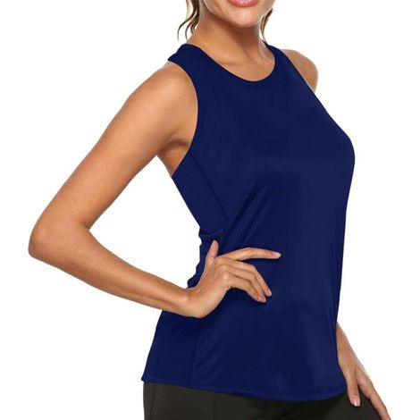 Haut d'exercice respirant sous la taille - Gilet élastique confortable pour femme - Séchage rapide - Chemisier de sport respirant sans manches (1/5)