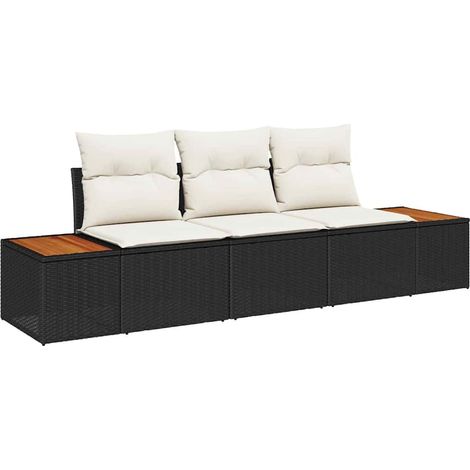 Maison Exclusive - Set Divano da Giardino con cuscino 3 pcs Nero polyrattan