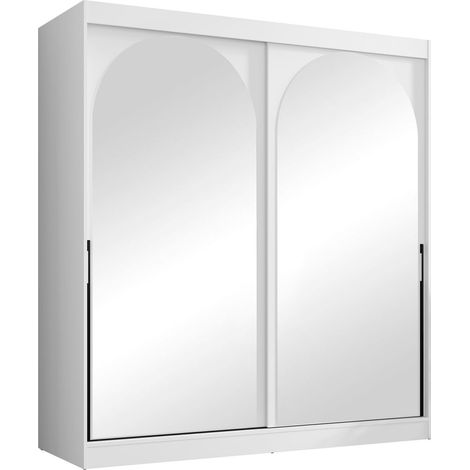 Armario Toledo 133, Blanco, 216x200x65cm, Puertas de armario: Correderas, Número de estantes: 0