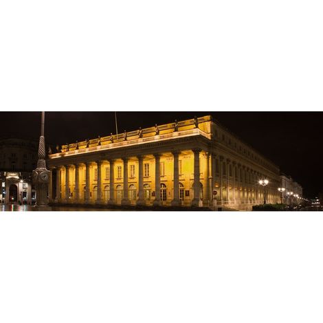 Tableau sur toile grand théatre de Bordeaux nuit 45x135 cm - Impression sur Toile Murale Décorative - Image imprimée en HD sur Toile - Toile sur Châssis en Bois FSC - Fabriqué en France (1/4)
