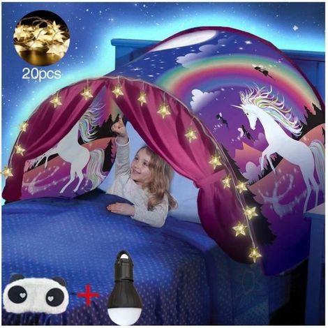 Dream Tents,Tente De Rêve, Tente De Lit, Pop Up Tente pour Enfants, Tente pliable, Fille, Intérieur, Cadeau De Noël (Licorne) (1/4)