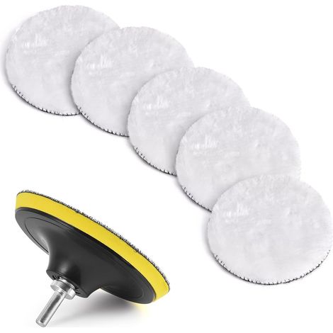 125mm Tampon de Polissage en Laine 7 Pièces Disque Polissage Pads Kit (1/5)