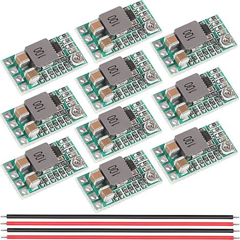 10 pcs 5V Module Régulateur Mini Réducteur de Tension DC 4.5-24V 12V 24V à 5V 3A Buck Converter Board Module d'Alimentation avec 26AWG Câble Rouge et Noir (1/5)