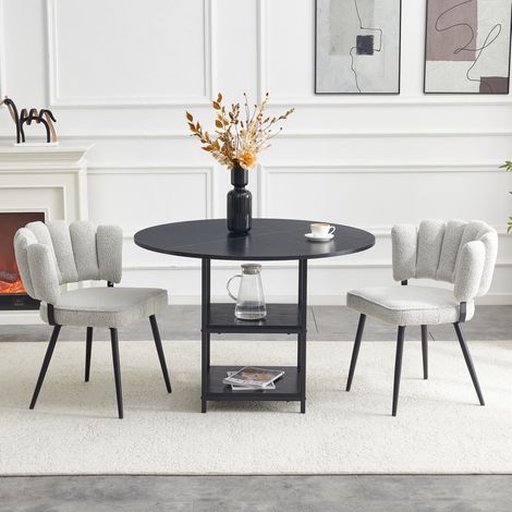 Set tavolo sedie rotondo con ripiani MDF metallo OKMYHOME (1/4)