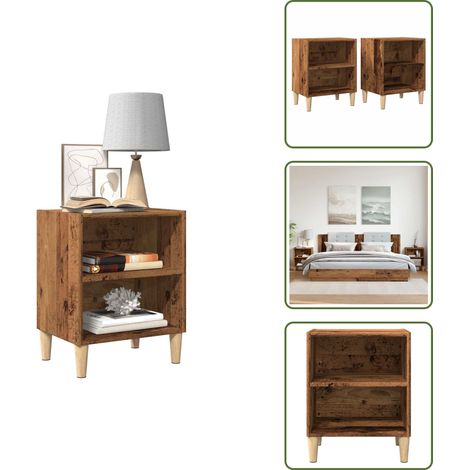 vidaXL Tables de chevet 2 pcs vieux bois 40x30x50 cm bois d’ingénierie (1/5)