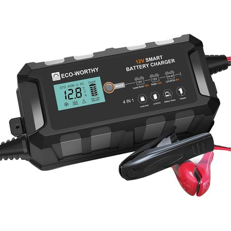 Chargeur de batterie, sortie 12V, courant 10A, noir (1/2)