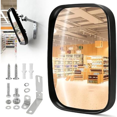 Miroir Convexe, Miroir de Circulation Réglable, Acrylique, Grand Angle, pour Supermarchés, Entrepôts, Magasins, Garage, Lieux de Travail, Intérieur et Extérieur (1/5)