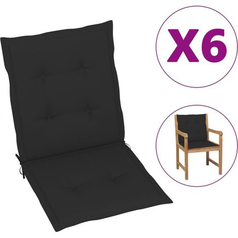 vidaXL Garden Lowback Chair Cushions 6 pcs Black 100x50x3 cm Oxford Fabric