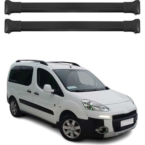 OMAC Barres de toit en aluminium pour Peugeot Partner Tepee 2008-2018 – TÜV / DIN 75302:2019 – Charge max 75 kg – 2 barres Noir (1/4)