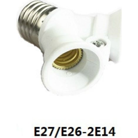 Adaptateur pour douilles, interrupteurs, lampes, lampes de table, lampes LED basse consommation, prises, E27 vers 2E14 (1/5)