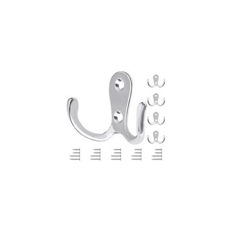 Set mit 5 Vintage-Doppelwandhaken aus Silber, Retro-Schraubhaken aus Metall für Küche und Bad.- Crezuo (1/4)