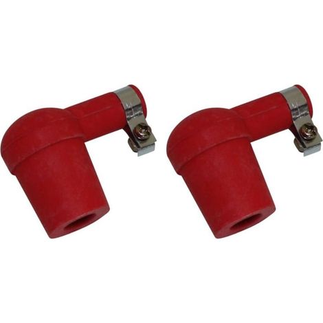 2x Antiparasite universel en caoutchouc rouge avec collier de serrage Tracteur Tondeuse Motoculteur Cyclo Scooter Capuchon Protection Bougie Fil