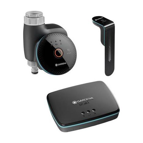 Controllo intelligente dell'acqua: kit di irrigazione connesso con sensore di umidità e gateway. GARDENA (1/3)