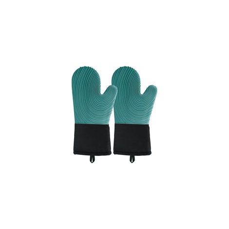 Guanti da forno in silicone - Guanti da forno estesi con fodera morbida, senza BPA, facili da pulire e flessibili - Set di guanti da forno per cucinare, cuocere al forno e grigliare (-Crezuo)