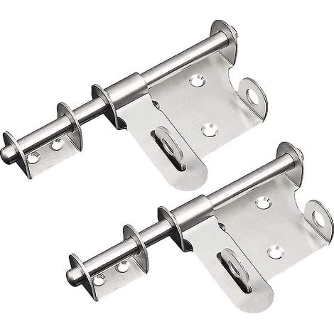 Lot de 2 verrous de sécurité en acier inoxydable pour portes et portails, avec trou pour cadenas. (1/5)