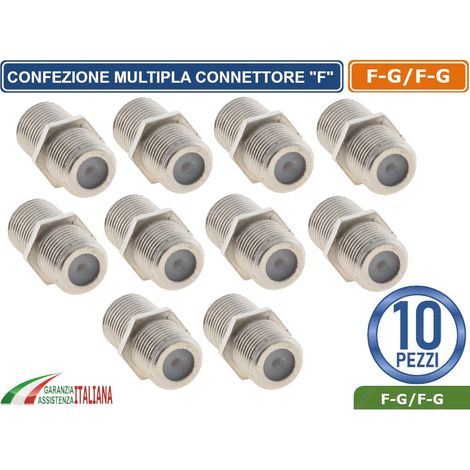 CONFEZIONE MULTIPLA 10 PEZZI CONNETTORE ACCOPPIATORE F PER ANTENNA SATELLITARE (1/3)