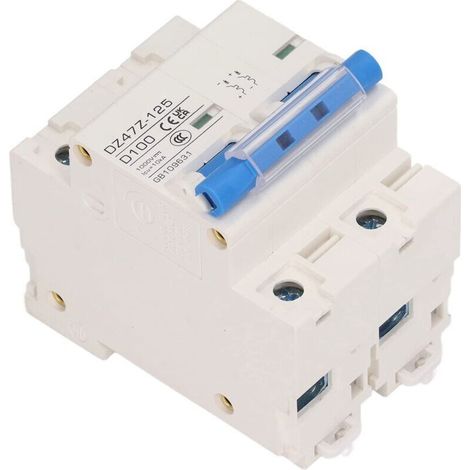 Disjoncteur DC Rail DIN Interrupteur de Déconnexion Solaire 2P DZ47Z 125 100A Disjoncteur Miniature pour Système Solaire PV 1000V (Bleu) A (1/4)