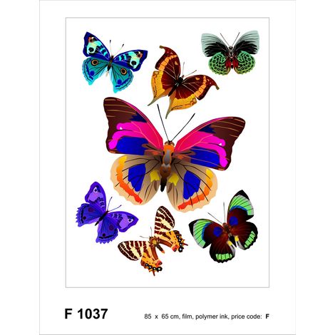 sticker mural papillons rose, bleu et vert - Sanders & Sanders