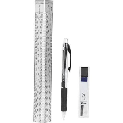 Règle en acier inoxydable 180mm pour menuiserie de précision avec angle droit et trous de traçage (1/5)