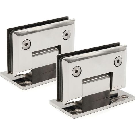 Lot de 2 Charnières Porte Verre 90°, Acier Inoxydable, pour Douche/Sans Cadre (Argenté) (1/4)