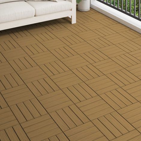 Terrassenfliese 3D-Design 11 pcs Teak 30 x 30 cm WPC