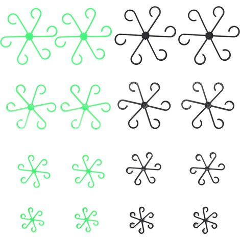 Juego de 16 soportes para plantas trepadoras como Monstera, Alocasia, tomates y hortensias, soportes para plantas de interior, clips resistentes, color negro y verde