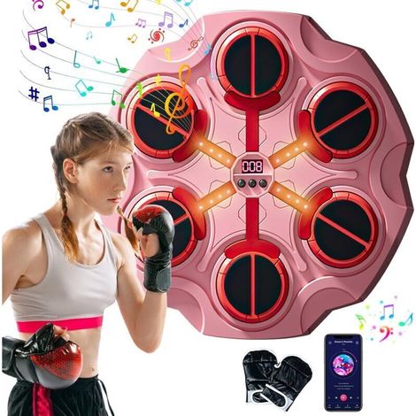 Machine à Boxe Musicale, 2024 Nouvelle Machine de Boxe Murale Intelligente -Bluetooth avec Gants de Boxe Adultes Enfants, 9 Le Mode de Vitesse et de décompte (1/4)