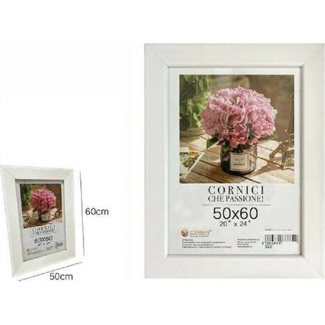TrAdE Shop Traesio - Cornice Per Foto Poster Quadri Tele Portafoto 50 X 60 Cm 20"x24" Bianco 68670 -