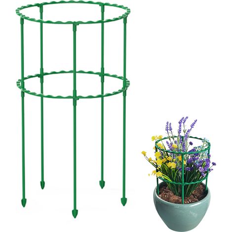 Support de Plantes Cage 2 Niveaux Stable - Support Reutilisable pour Tomates Roses Pivoines Vert 40cm (1/5)