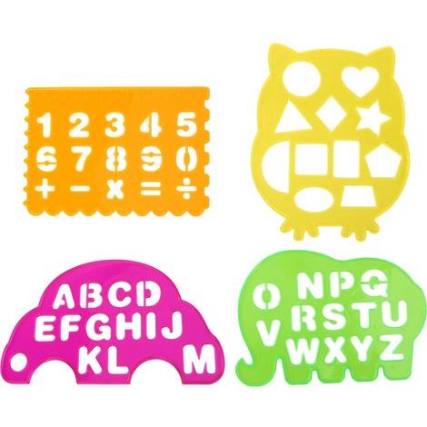 4-teiliges geometrisches Zeichenlineal-Set mit Buchstaben und Zahlen – Lernspielzeug für Kinder (1/5)