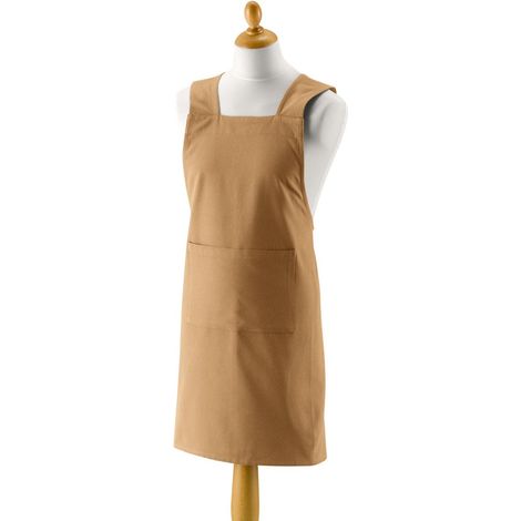 Tablier de Cuisine Japonais en Coton Recyclé et Polyester Tabac 120 x 85 cm - PANGIVO