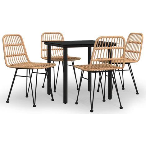 Ensemble à dîner salon de jardin meuble d'extérieur 5 pièces résine tressée (1/5)