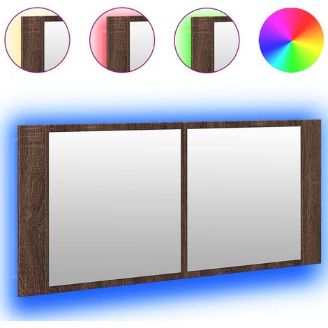 Maison Exclusive - LED-Spiegelschrank Braun Eichen-Optik 100x12x4