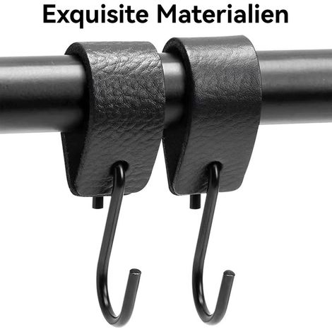 Ein Set aus 2 S-Haken, schwarz, vielseitig einsetzbar, als Kleider-, Hut- oder Metallhaken, geeignet für Kleiderschränke, Küchen und Badezimmer. (1/5)